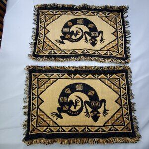 Set Of 2 El Paso Saddleblanket Western Woven Cotton Placemat With Lizard Design